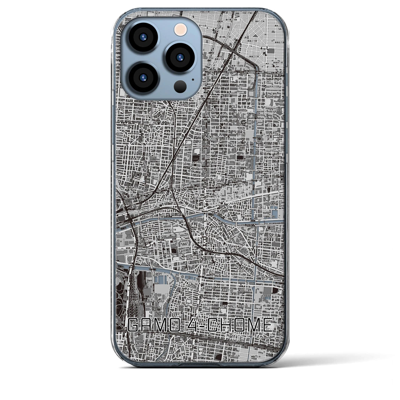 【蒲生四丁目(大阪府)】地図柄iPhoneケース(クリアタイプ)