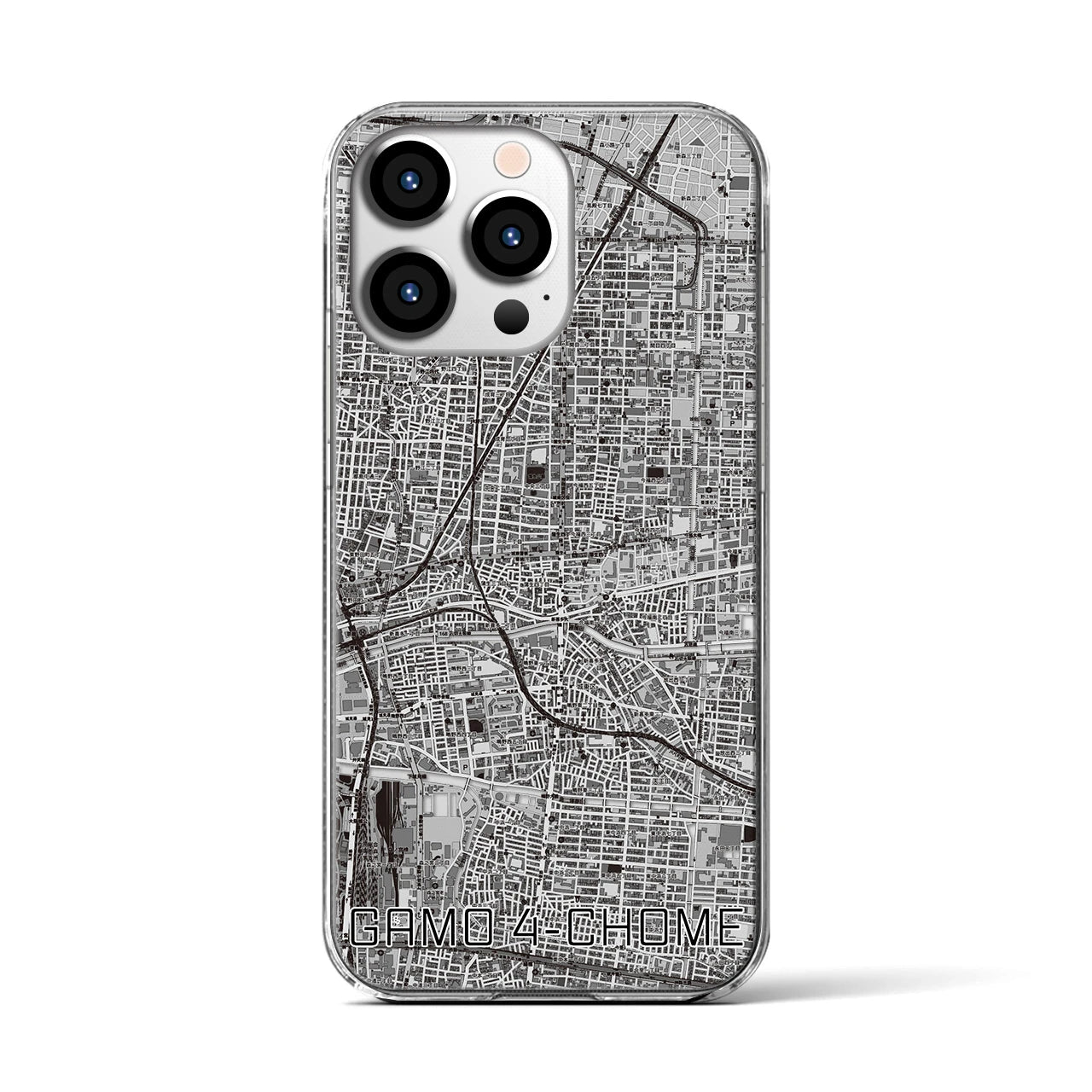 【蒲生四丁目(大阪府)】地図柄iPhoneケース(クリアタイプ)