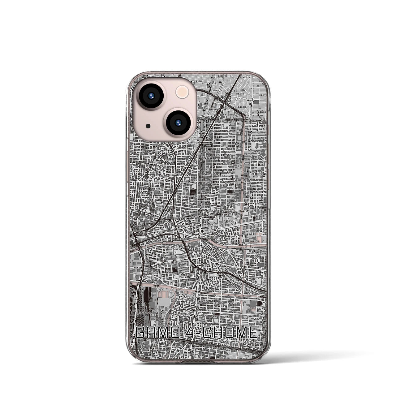 【蒲生四丁目(大阪府)】地図柄iPhoneケース(クリアタイプ)