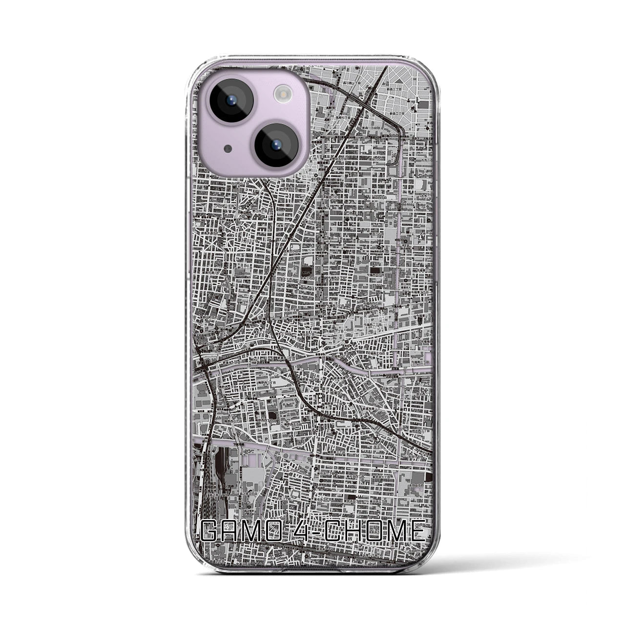 【蒲生四丁目(大阪府)】地図柄iPhoneケース(クリアタイプ)