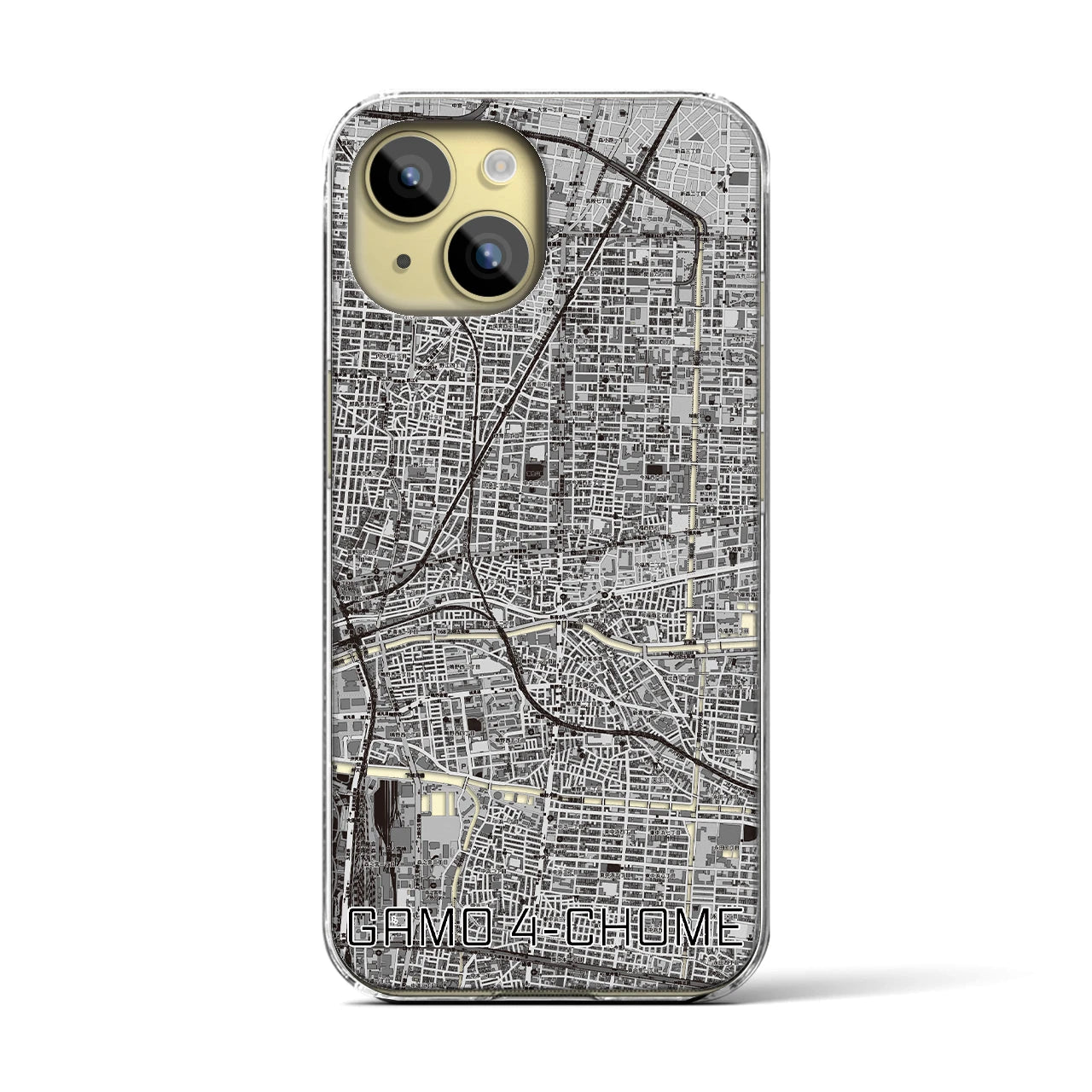 【蒲生四丁目(大阪府)】地図柄iPhoneケース(クリアタイプ)