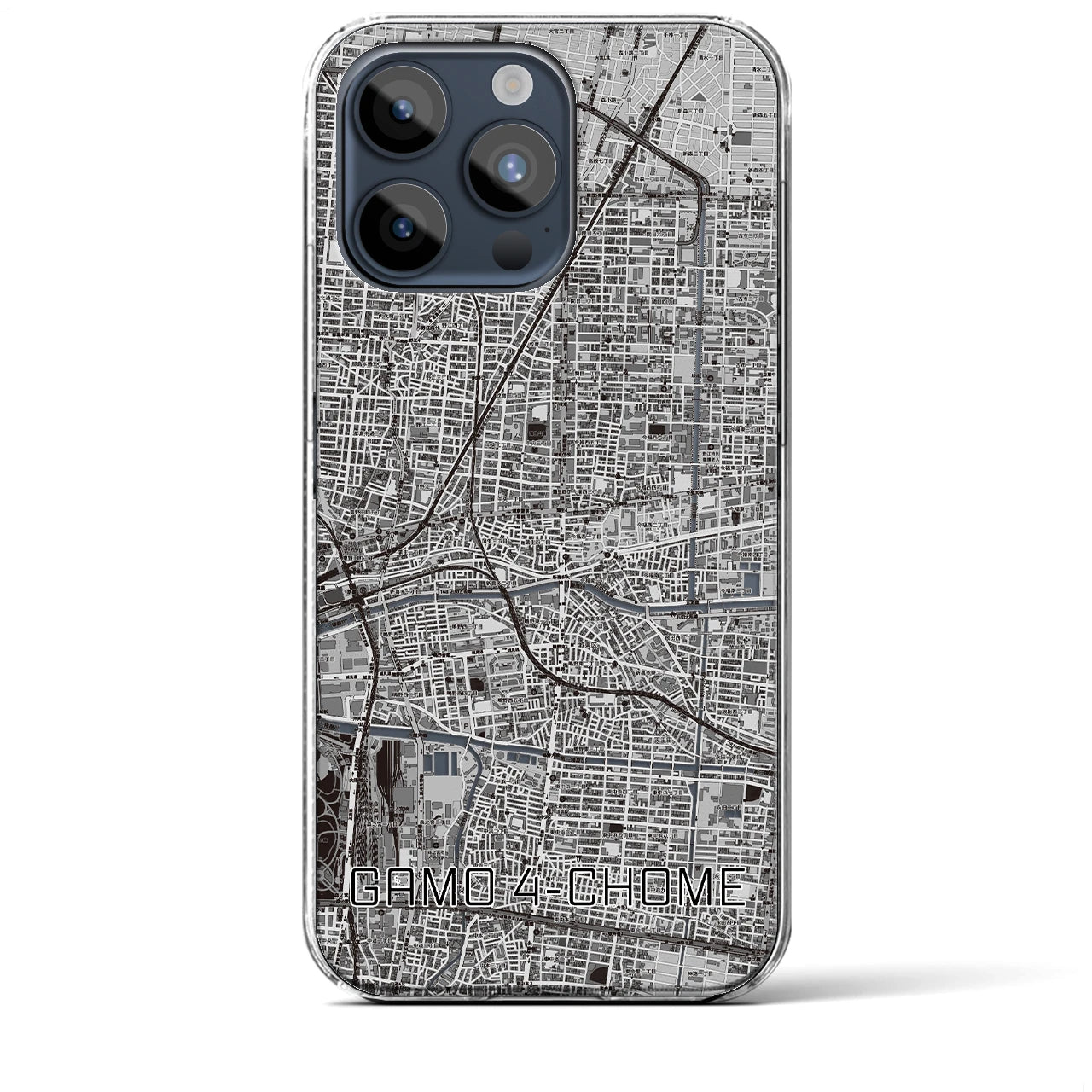【蒲生四丁目(大阪府)】地図柄iPhoneケース(クリアタイプ)