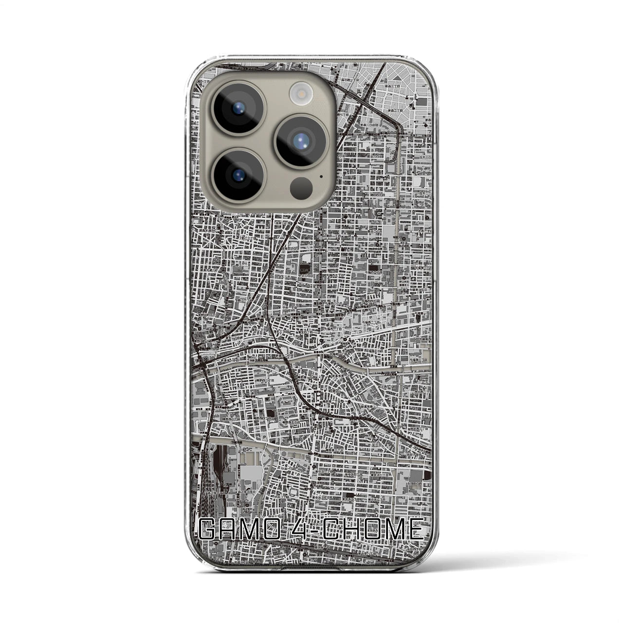 【蒲生四丁目(大阪府)】地図柄iPhoneケース(クリアタイプ)