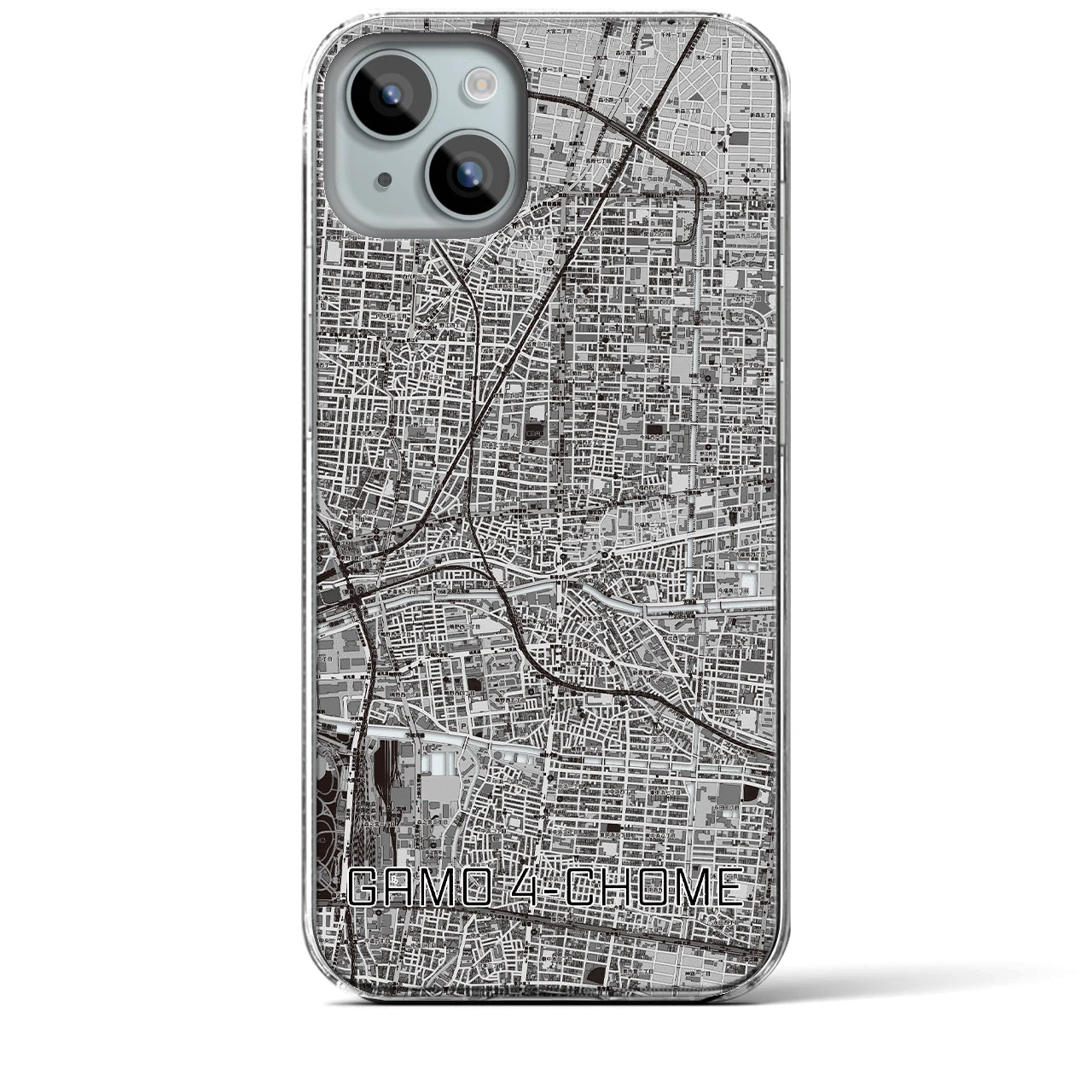 【蒲生四丁目(大阪府)】地図柄iPhoneケース(クリアタイプ)