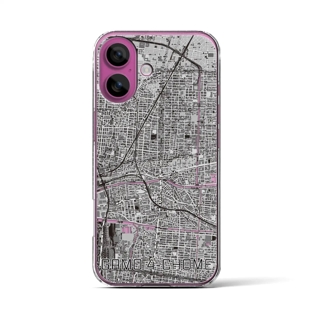 【蒲生四丁目(大阪府)】地図柄iPhoneケース(クリアタイプ)