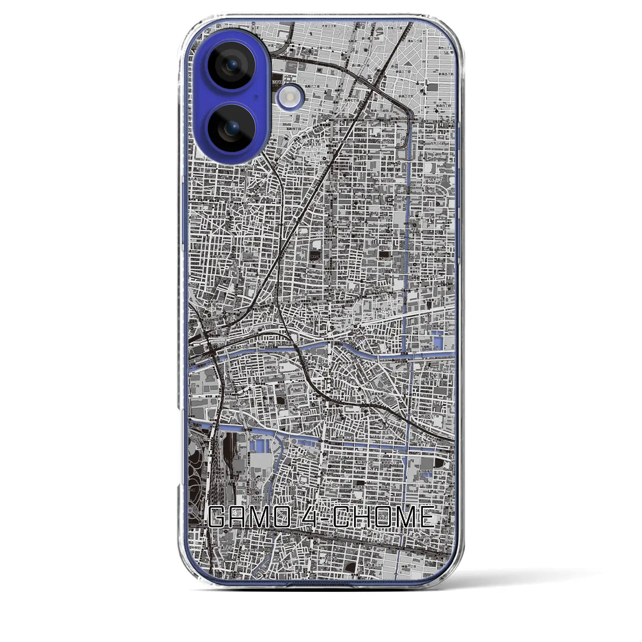 【蒲生四丁目(大阪府)】地図柄iPhoneケース(クリアタイプ)