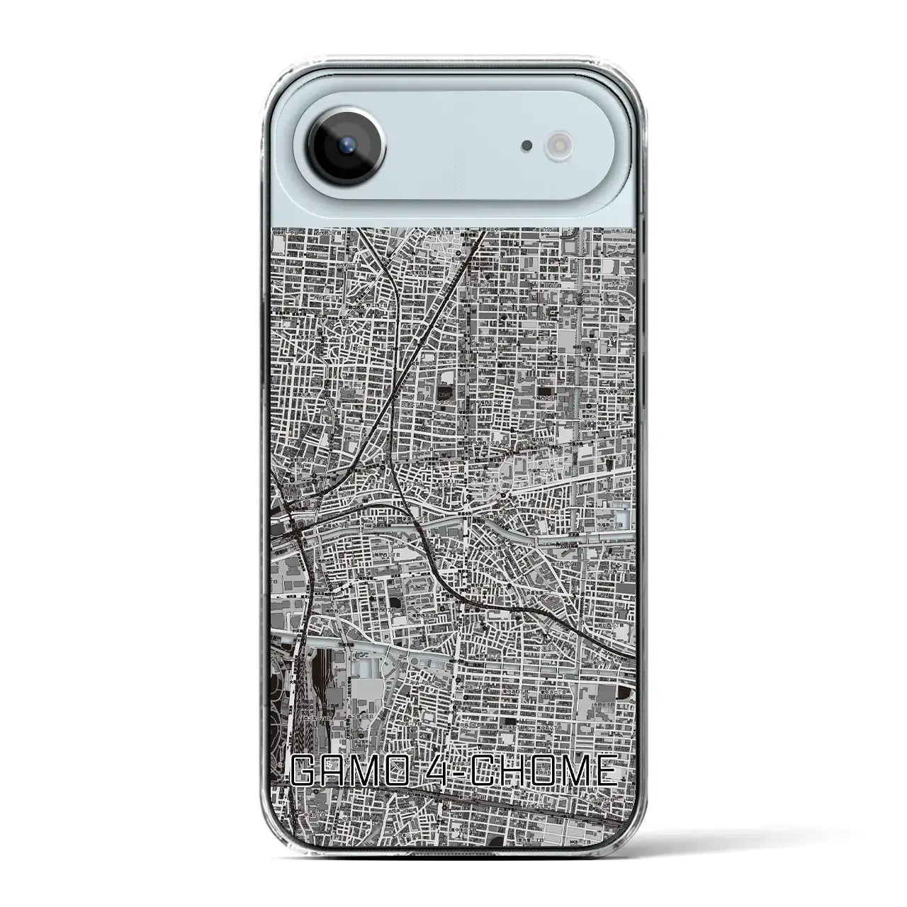【蒲生四丁目(大阪府)】地図柄iPhoneケース(クリアタイプ)モノトーン・iPhone 17 Pro Max 用
