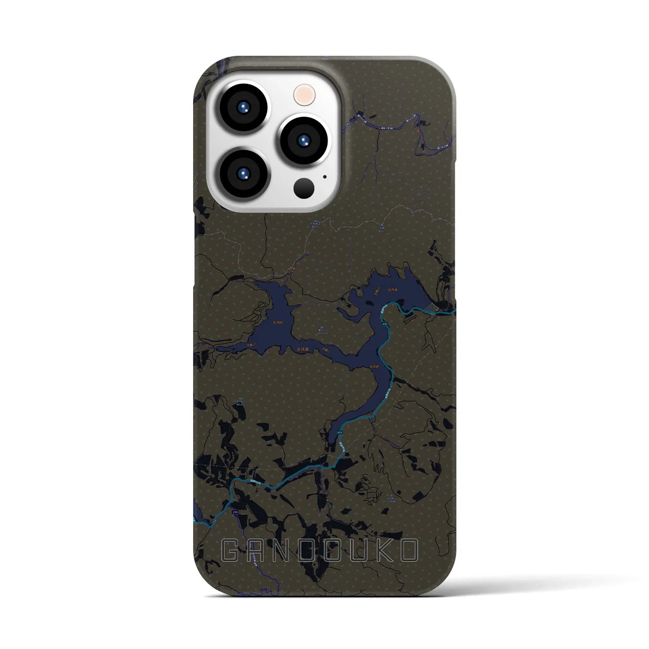 【岩洞湖(岩手県)】地図柄iPhoneケース(バックカバータイプ)