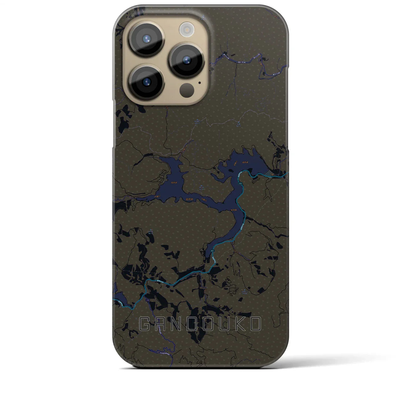 【岩洞湖(岩手県)】地図柄iPhoneケース(バックカバータイプ)
