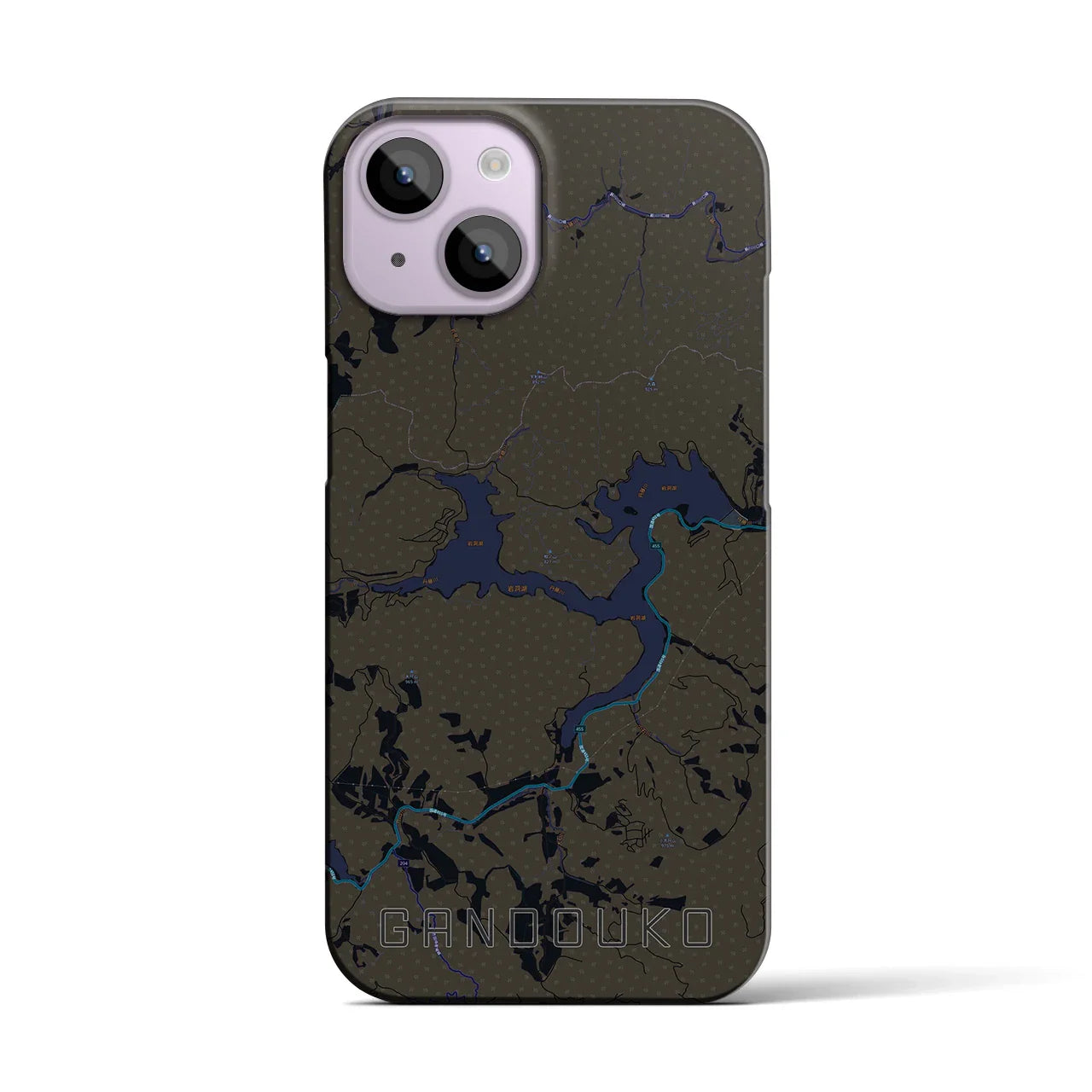 【岩洞湖(岩手県)】地図柄iPhoneケース(バックカバータイプ)