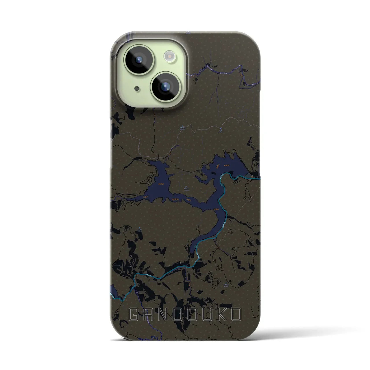 【岩洞湖(岩手県)】地図柄iPhoneケース(バックカバータイプ)
