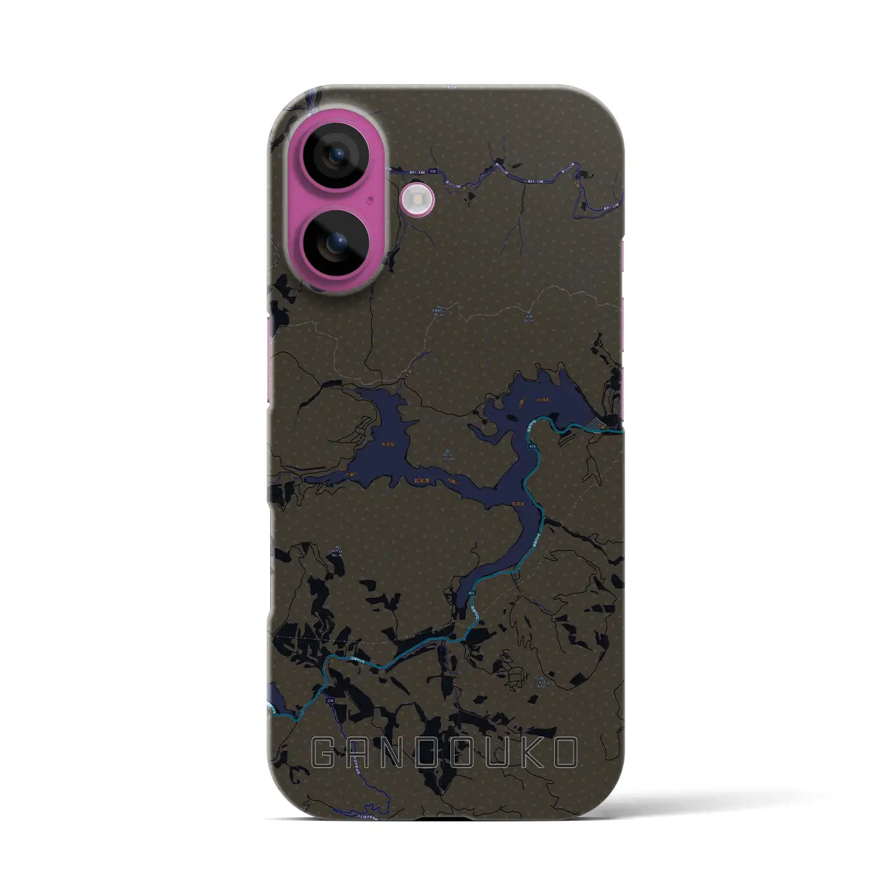 【岩洞湖(岩手県)】地図柄iPhoneケース(バックカバータイプ)