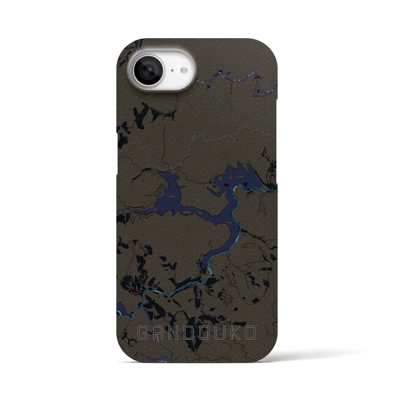 【岩洞湖(岩手県)】地図柄iPhoneケース(バックカバータイプ)