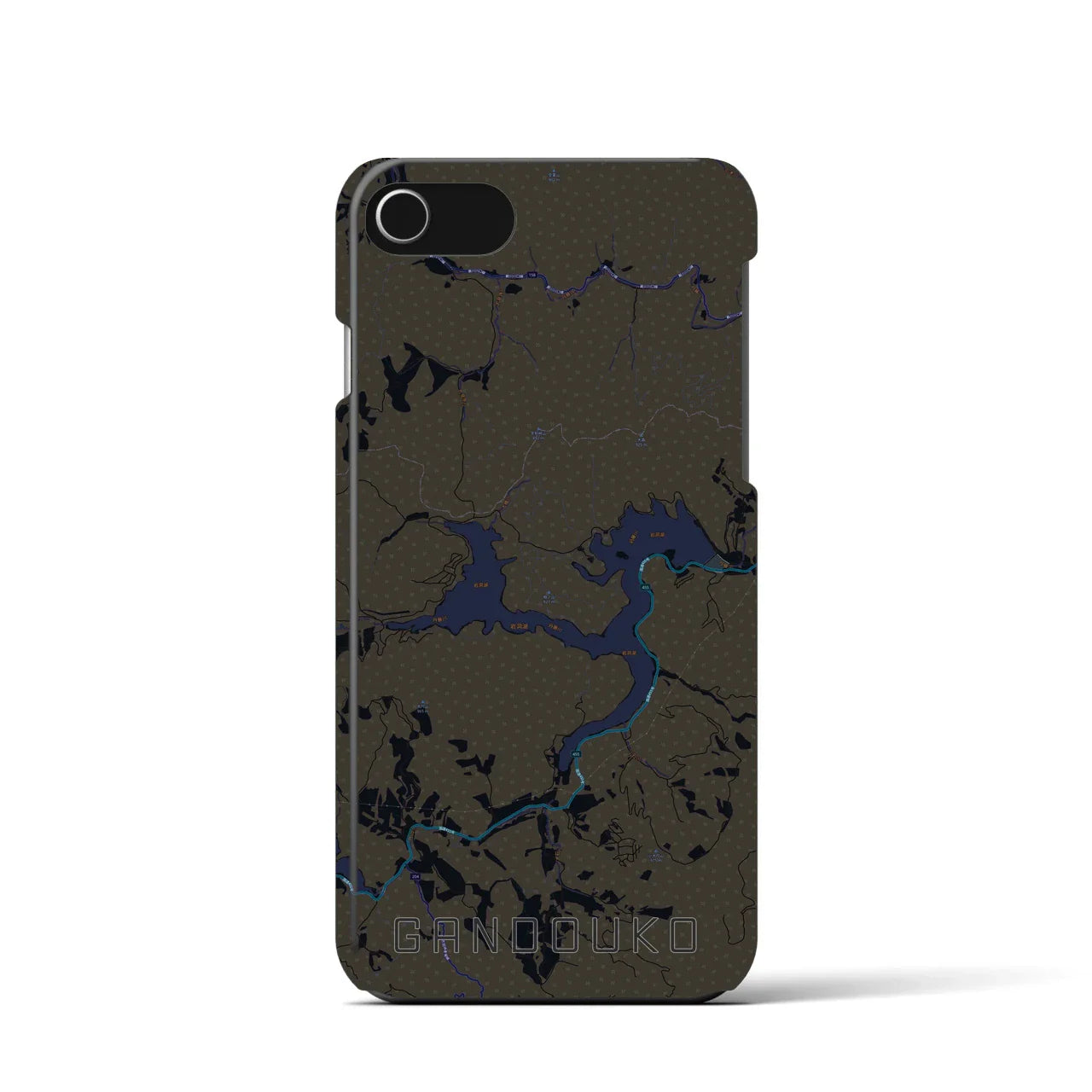 【岩洞湖(岩手県)】地図柄iPhoneケース(バックカバータイプ)