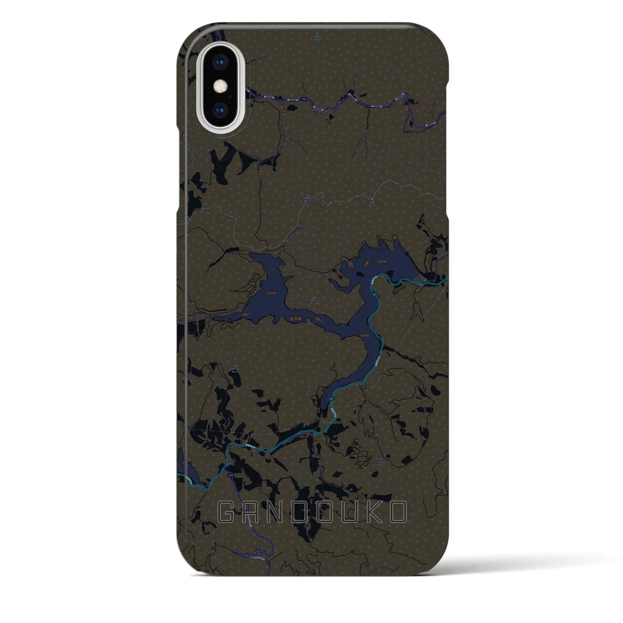 【岩洞湖(岩手県)】地図柄iPhoneケース(バックカバータイプ)
