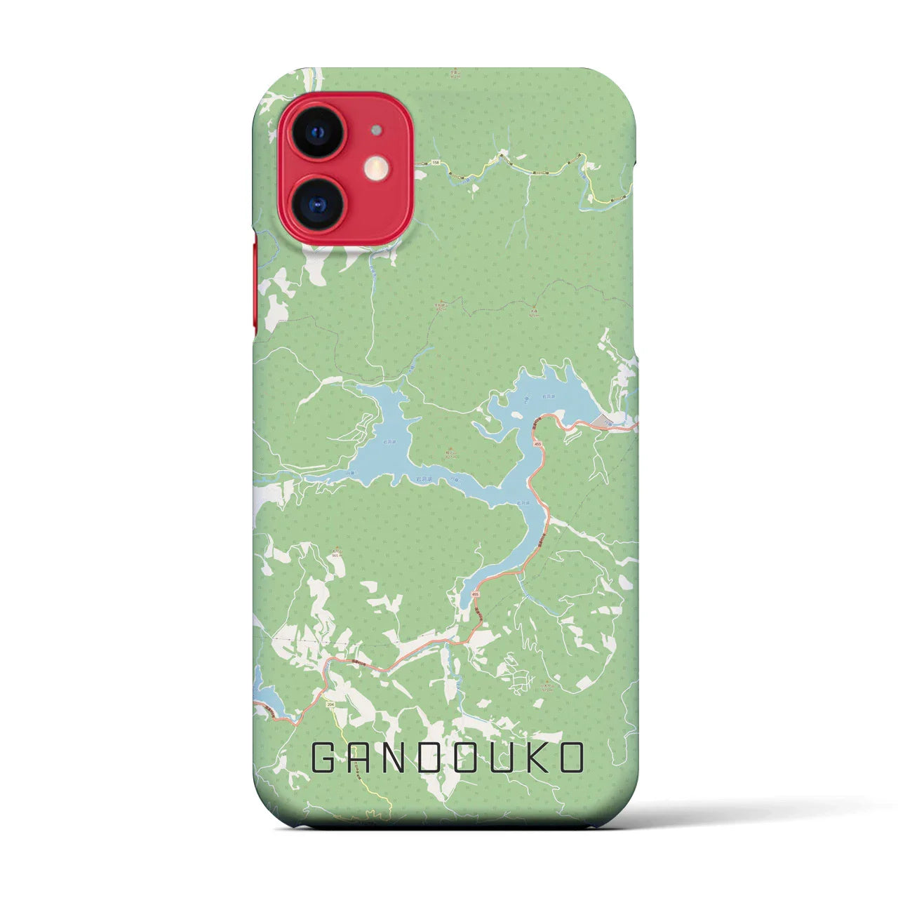 【岩洞湖(岩手県)】地図柄iPhoneケース(バックカバータイプ)