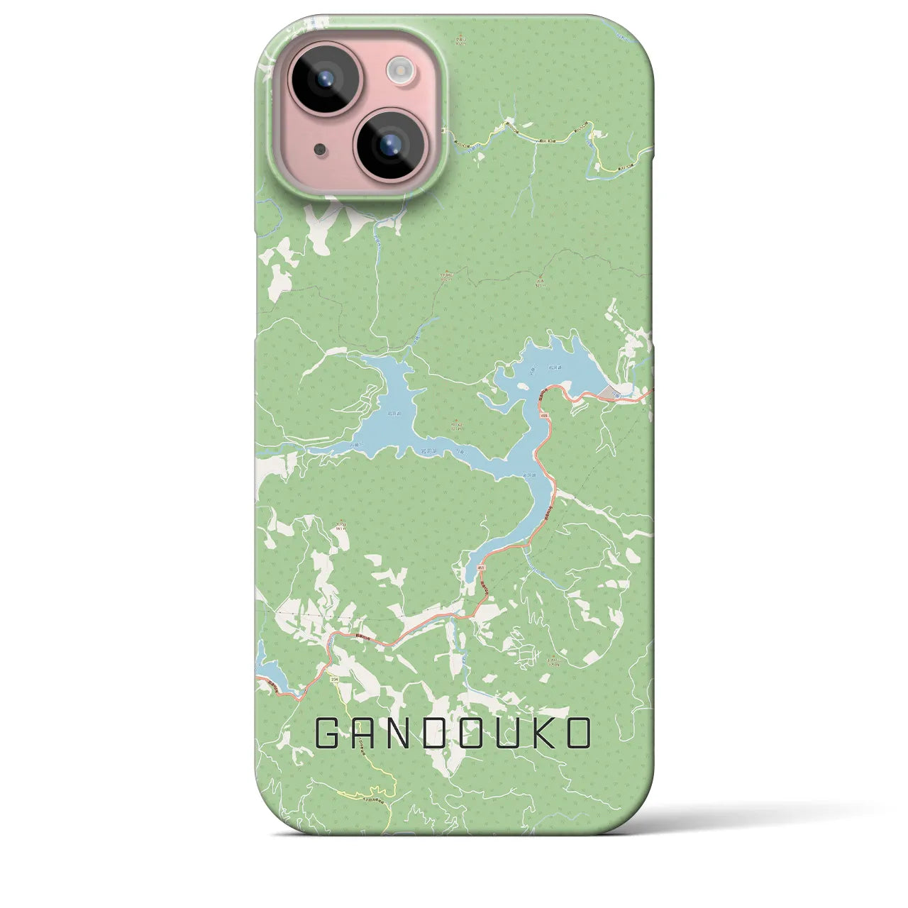 【岩洞湖(岩手県)】地図柄iPhoneケース(バックカバータイプ)