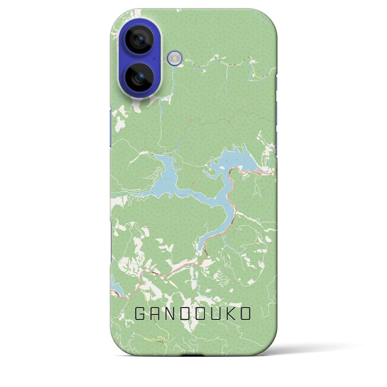 【岩洞湖(岩手県)】地図柄iPhoneケース(バックカバータイプ)ブラック・iPhone 16 Pro Max 用