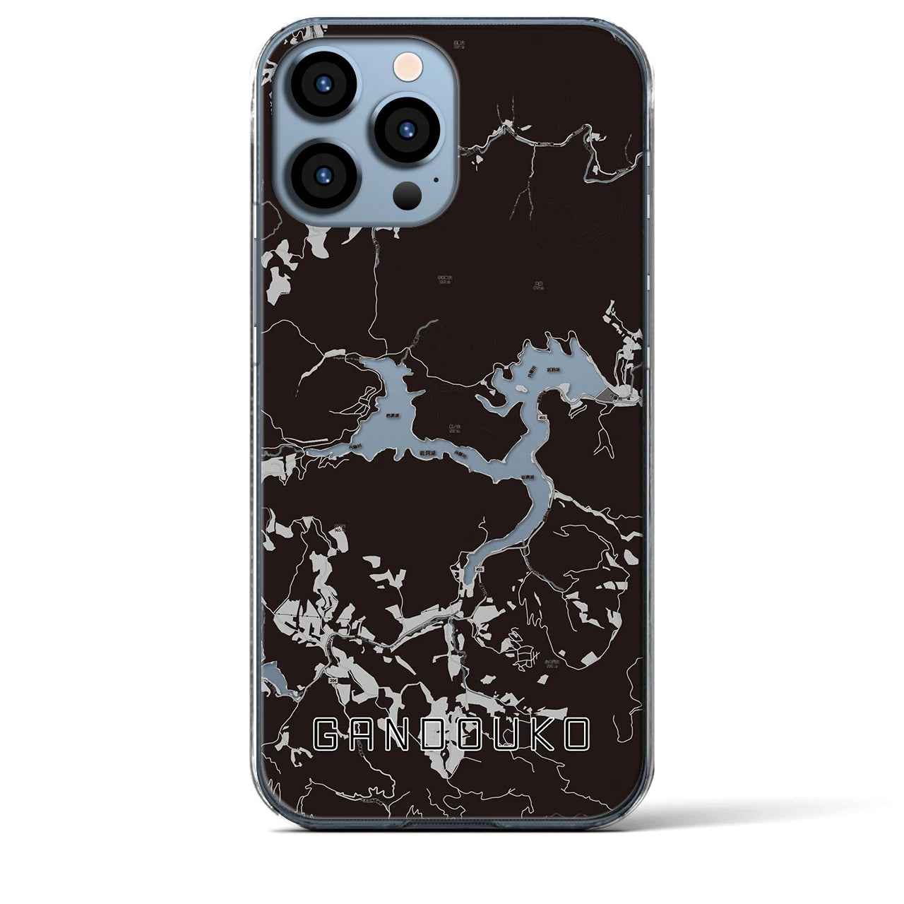 【岩洞湖(岩手県)】地図柄iPhoneケース(クリアタイプ)