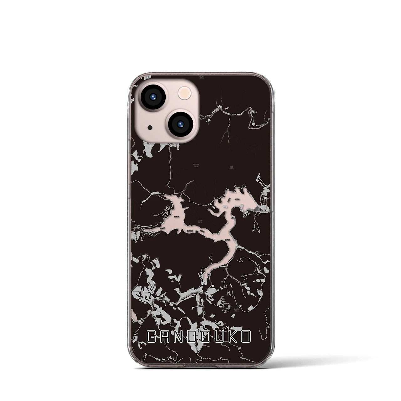 【岩洞湖(岩手県)】地図柄iPhoneケース(クリアタイプ)