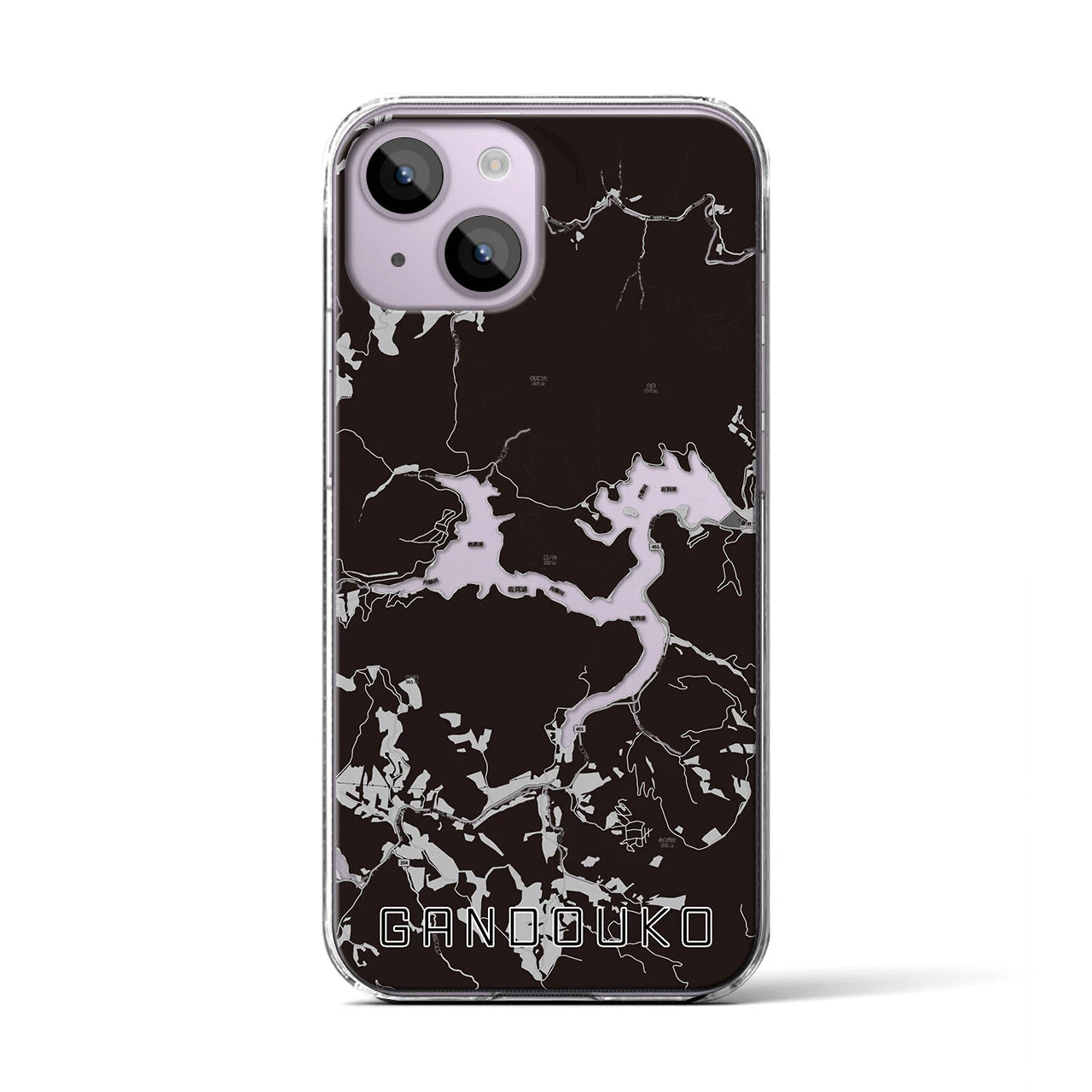 【岩洞湖(岩手県)】地図柄iPhoneケース(クリアタイプ)