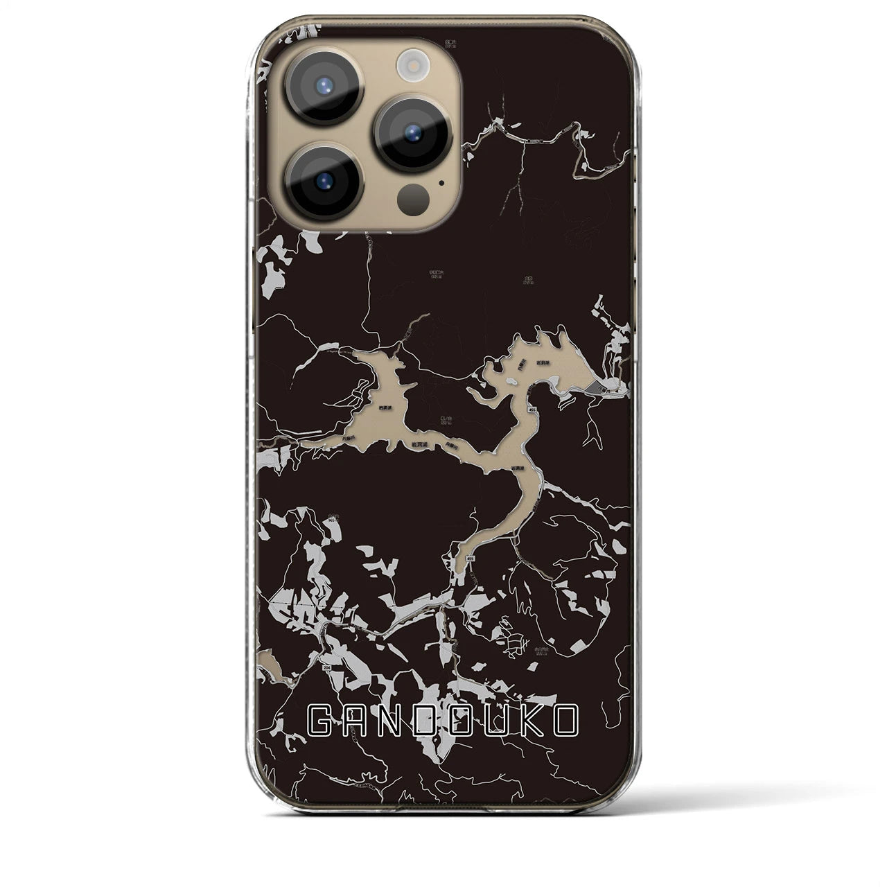 【岩洞湖(岩手県)】地図柄iPhoneケース(クリアタイプ)