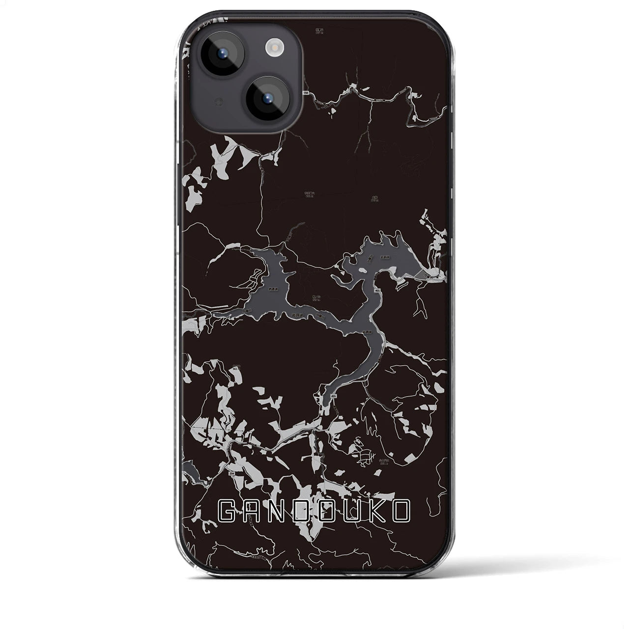 【岩洞湖(岩手県)】地図柄iPhoneケース(クリアタイプ)