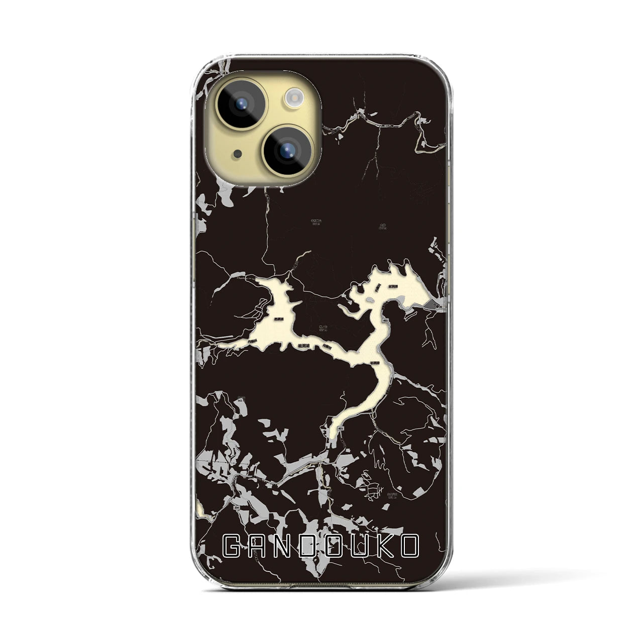 【岩洞湖(岩手県)】地図柄iPhoneケース(クリアタイプ)