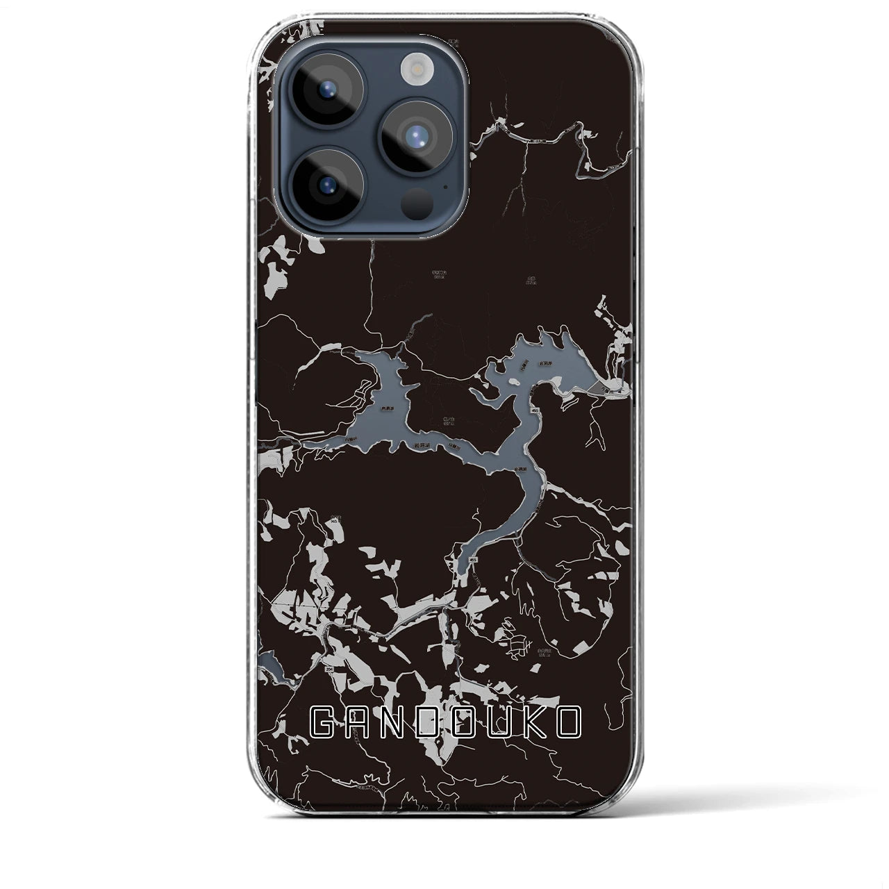 【岩洞湖(岩手県)】地図柄iPhoneケース(クリアタイプ)