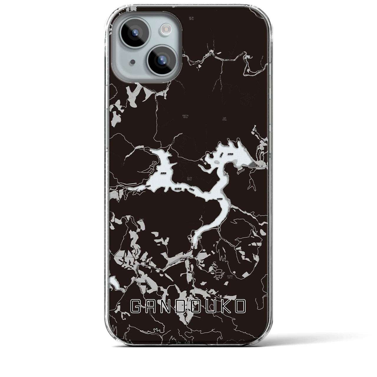 【岩洞湖(岩手県)】地図柄iPhoneケース(クリアタイプ)