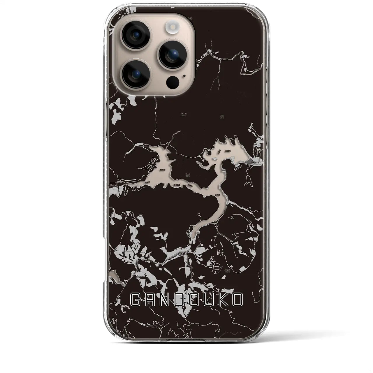 【岩洞湖(岩手県)】地図柄iPhoneケース(クリアタイプ)