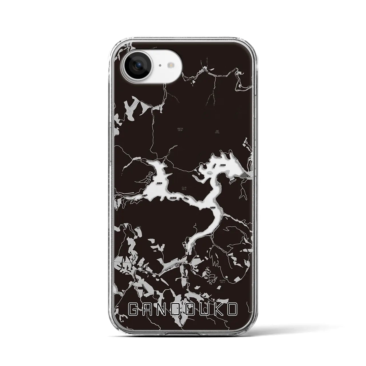 【岩洞湖(岩手県)】地図柄iPhoneケース(クリアタイプ)