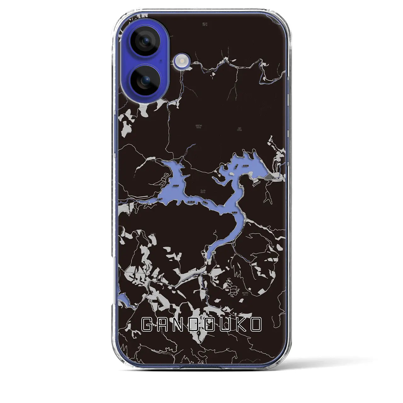 【岩洞湖(岩手県)】地図柄iPhoneケース(クリアタイプ)