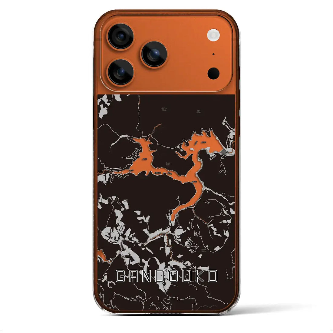 【岩洞湖(岩手県)】地図柄iPhoneケース(クリアタイプ)