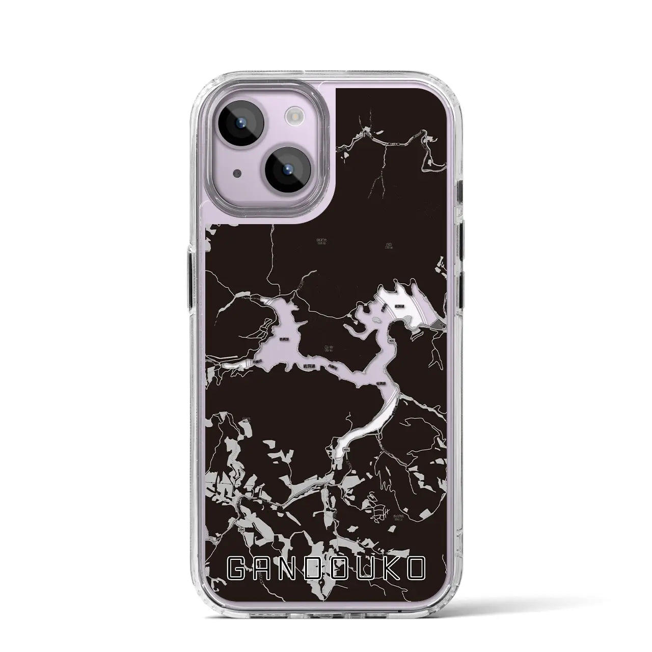 【岩洞湖(岩手県)】地図柄iPhoneケース(MagSafeタイプ)