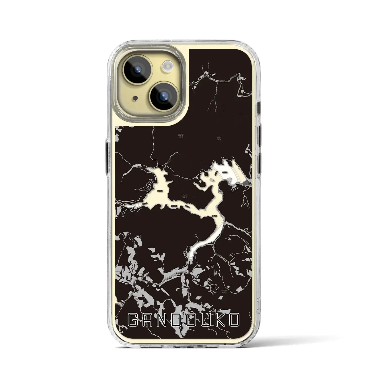 【岩洞湖(岩手県)】地図柄iPhoneケース(MagSafeタイプ)