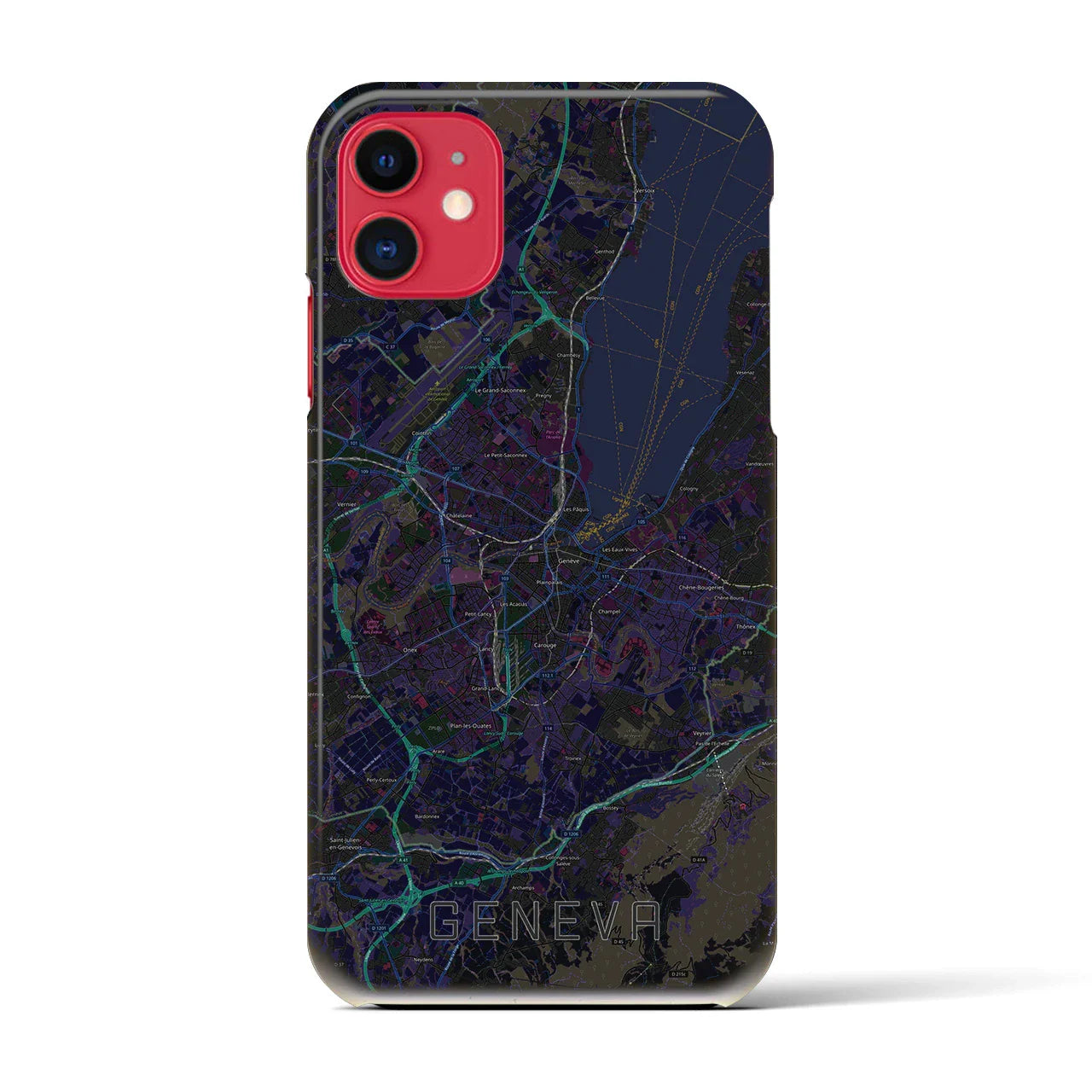 【ジュネーヴ(スイス)】地図柄iPhoneケース(バックカバータイプ)