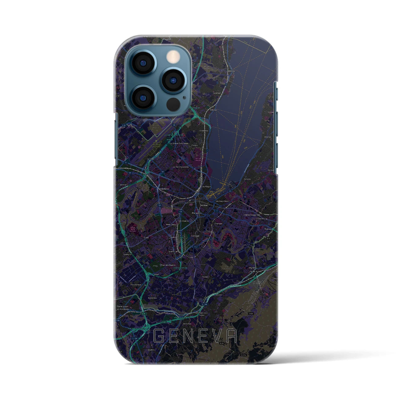 【ジュネーヴ(スイス)】地図柄iPhoneケース(バックカバータイプ)