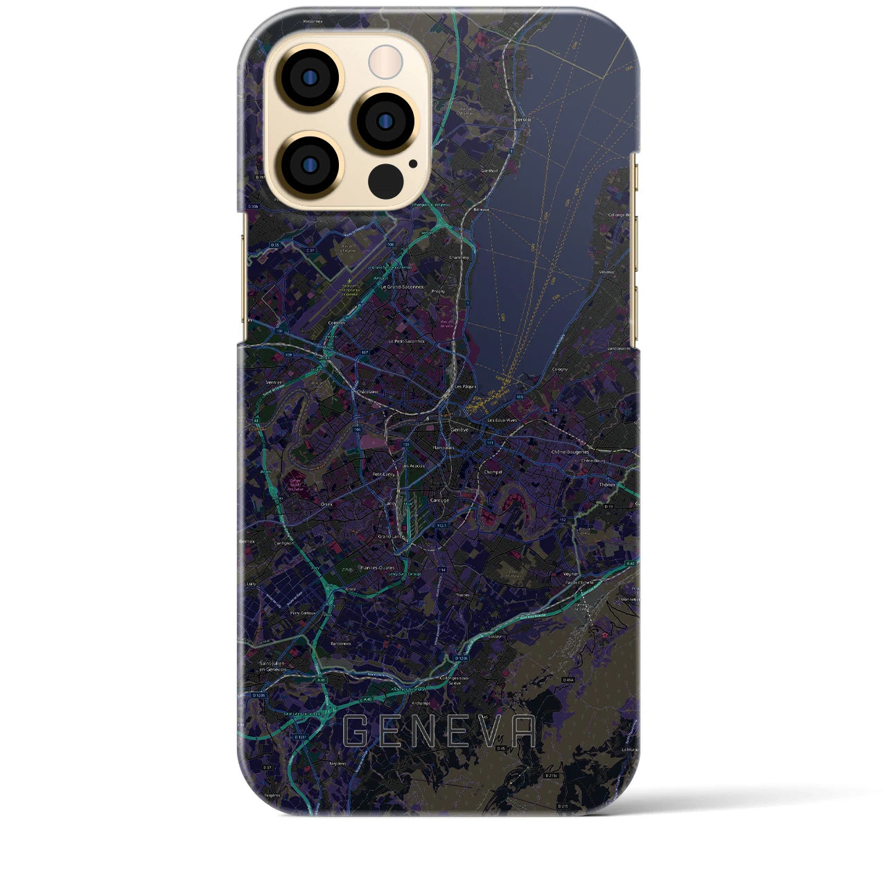【ジュネーヴ(スイス)】地図柄iPhoneケース(バックカバータイプ)