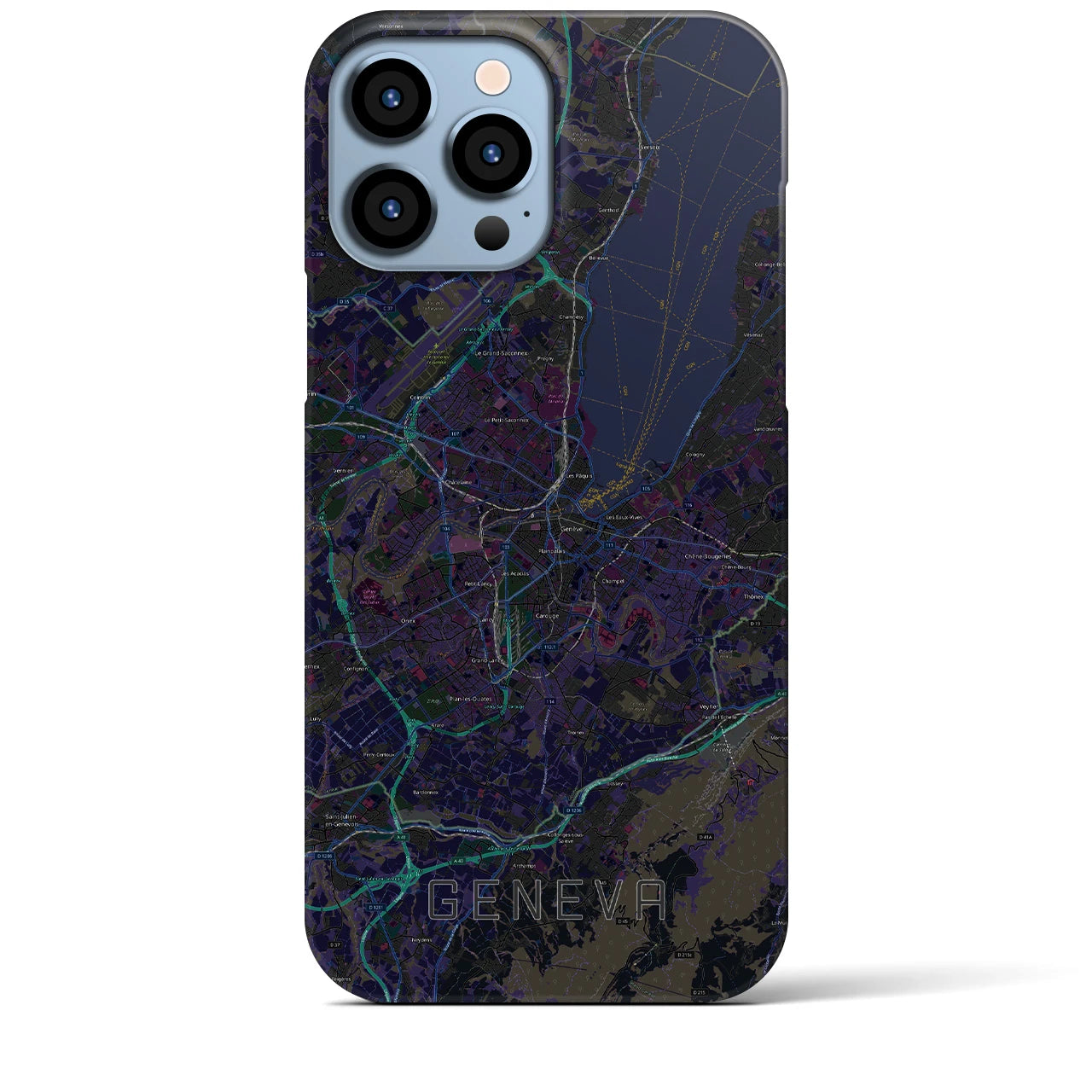 【ジュネーヴ(スイス)】地図柄iPhoneケース(バックカバータイプ)