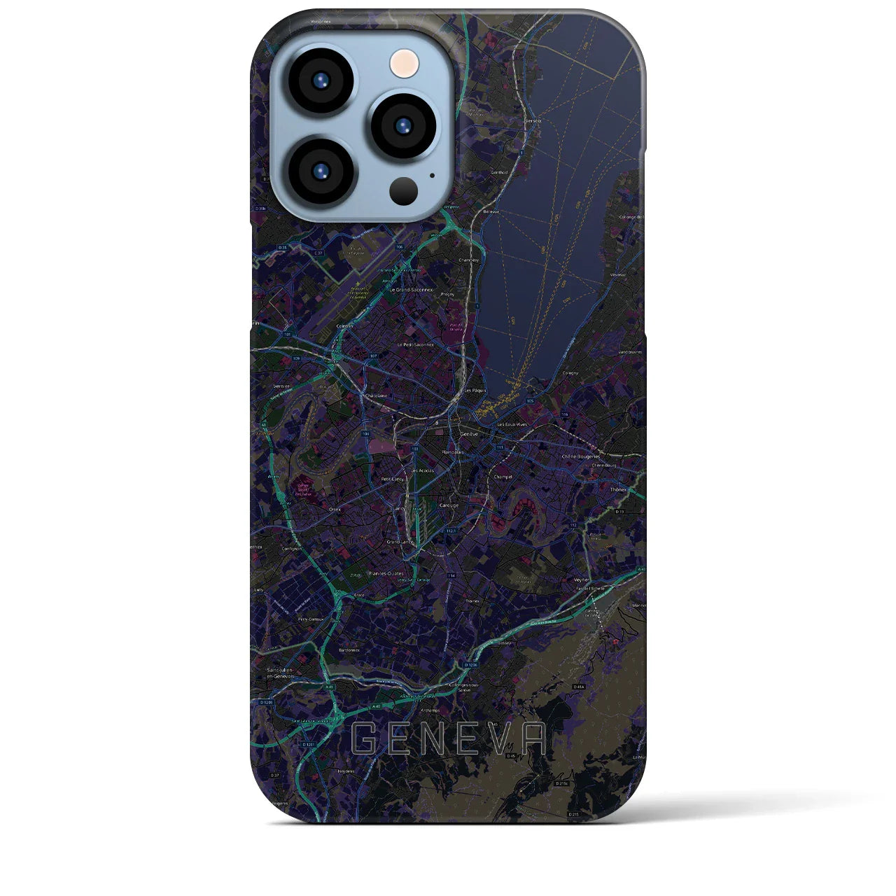 【ジュネーヴ(スイス)】地図柄iPhoneケース(バックカバータイプ)