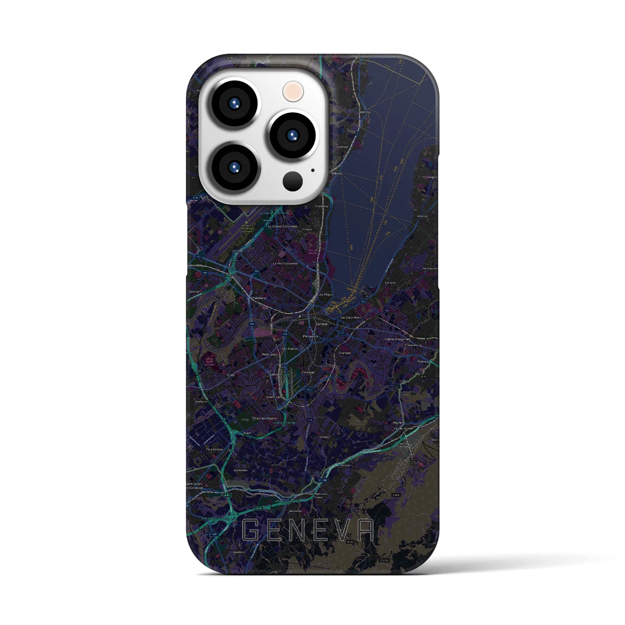 【ジュネーヴ(スイス)】地図柄iPhoneケース(バックカバータイプ)