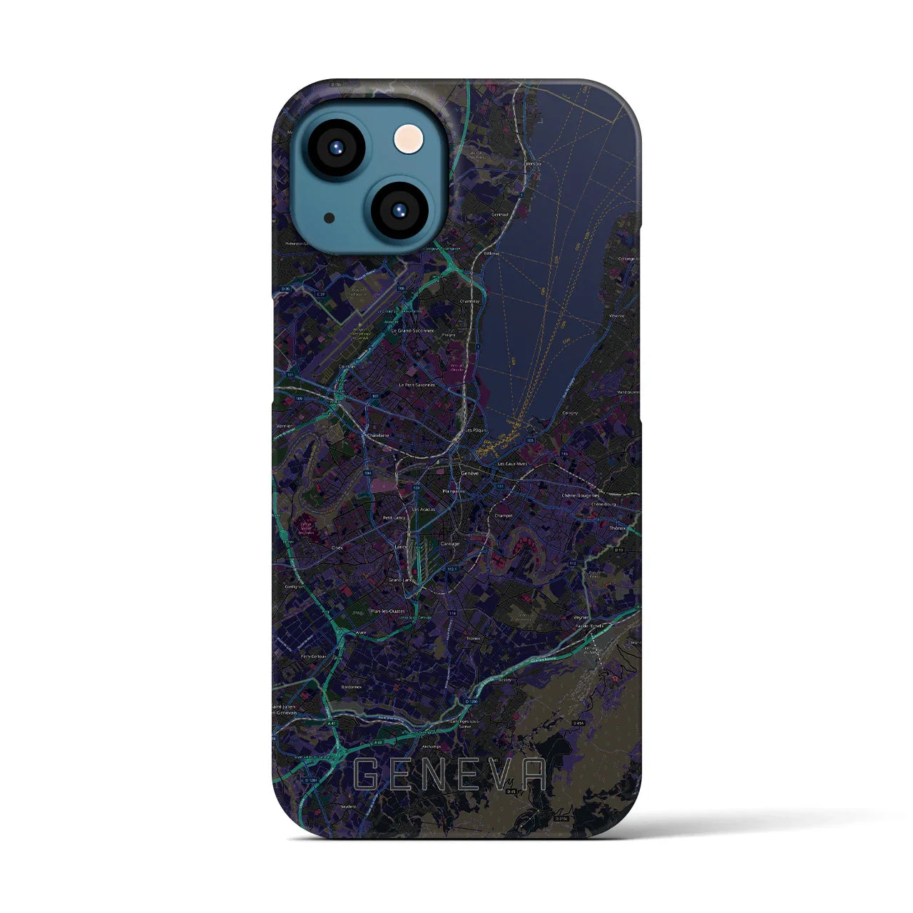 【ジュネーヴ(スイス)】地図柄iPhoneケース(バックカバータイプ)