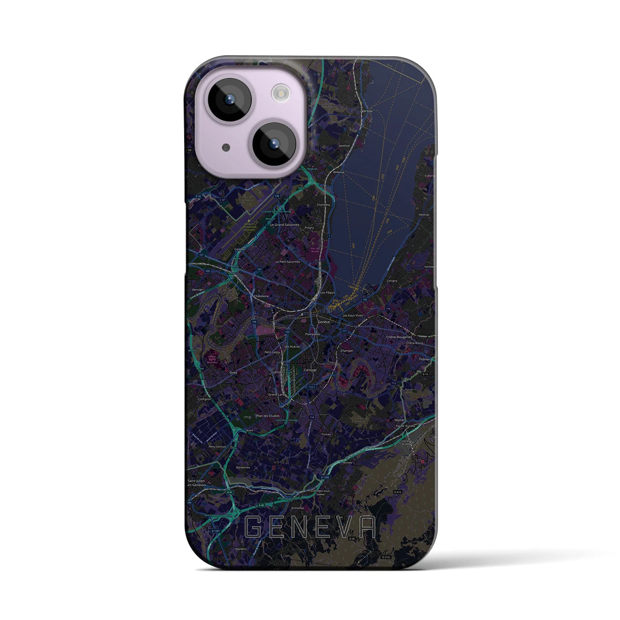 【ジュネーヴ(スイス)】地図柄iPhoneケース(バックカバータイプ)