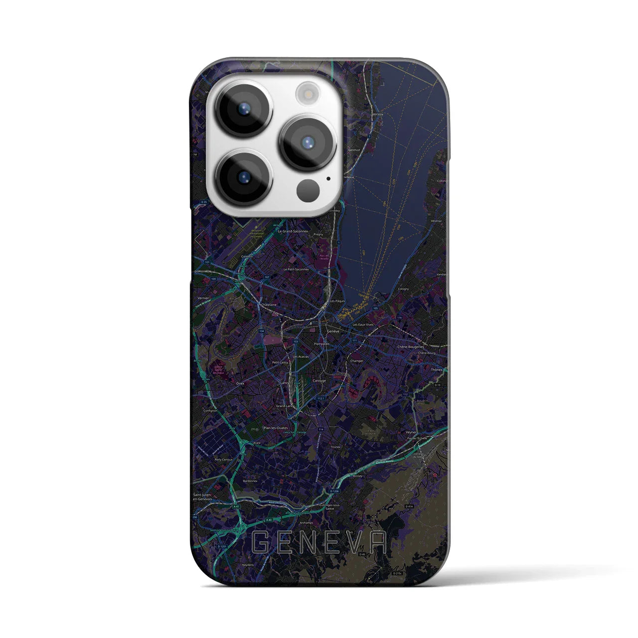 【ジュネーヴ(スイス)】地図柄iPhoneケース(バックカバータイプ)