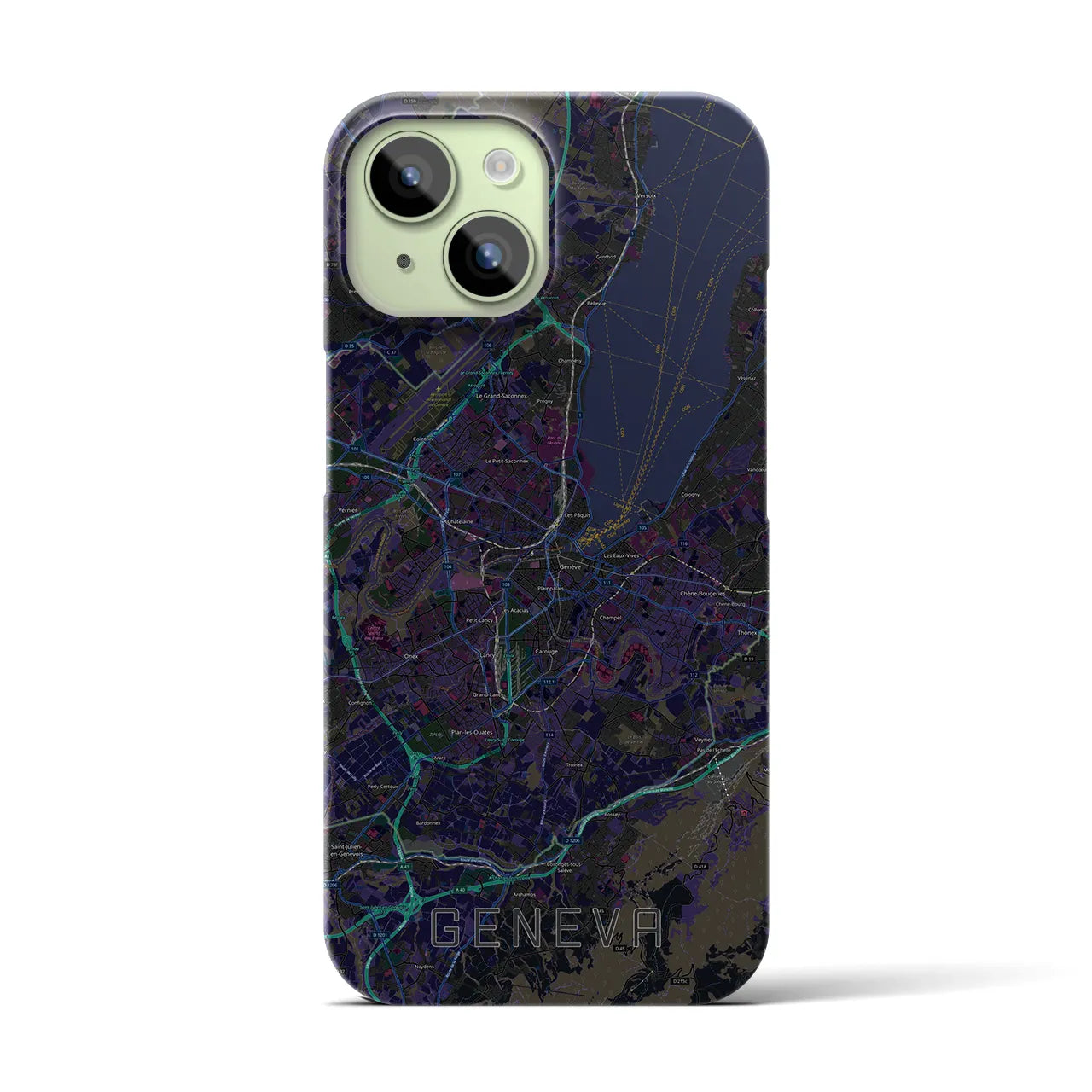 【ジュネーヴ(スイス)】地図柄iPhoneケース(バックカバータイプ)