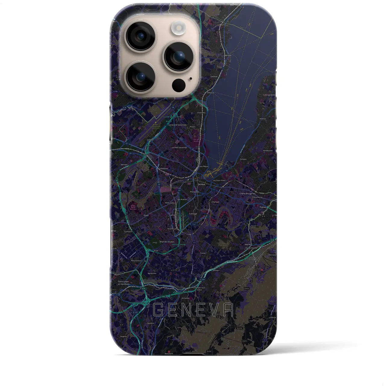 【ジュネーヴ(スイス)】地図柄iPhoneケース(バックカバータイプ)
