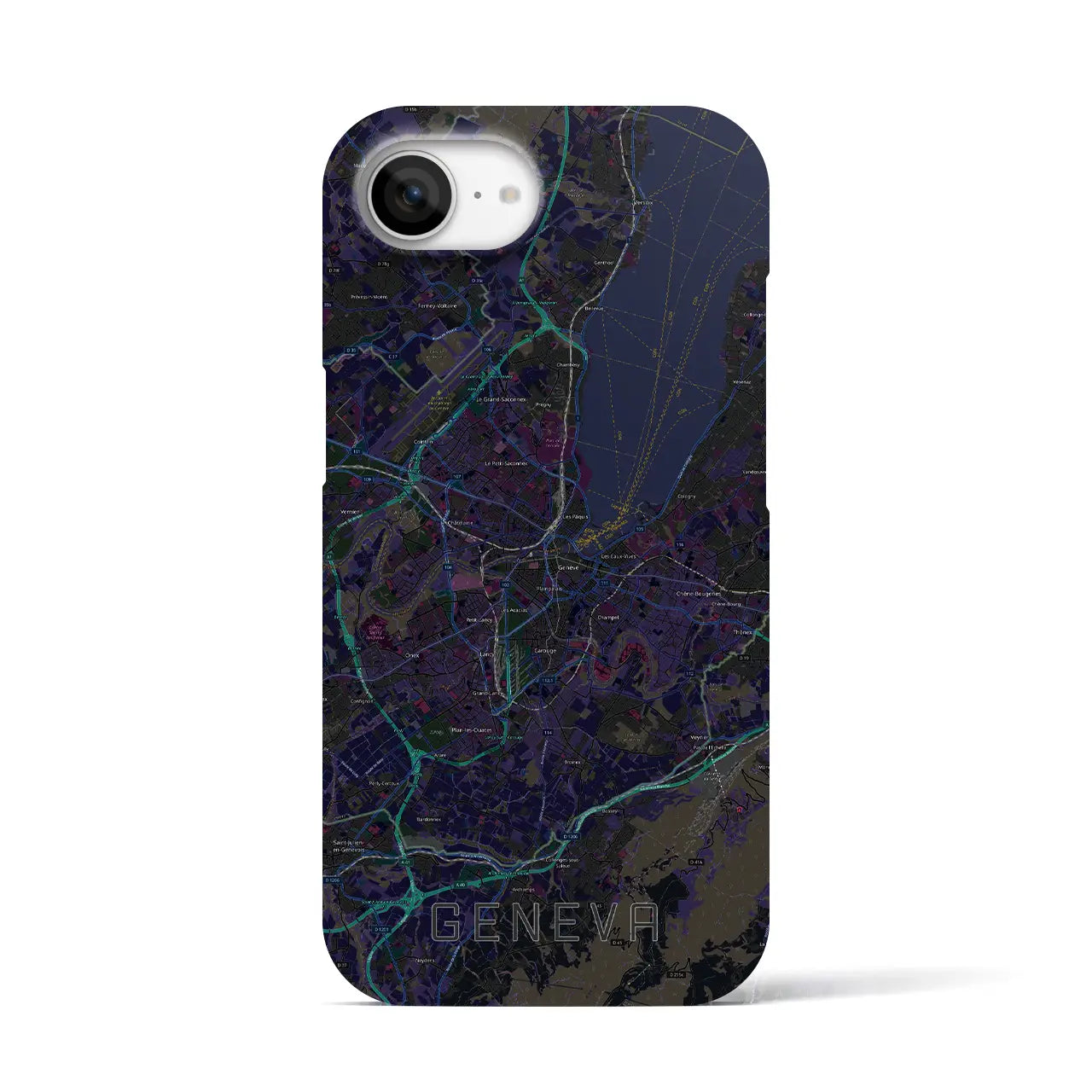 【ジュネーヴ(スイス)】地図柄iPhoneケース(バックカバータイプ)