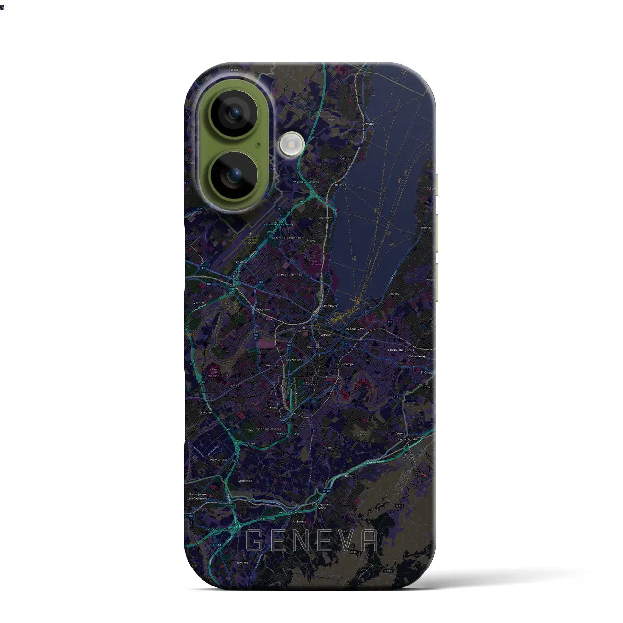 【ジュネーヴ(スイス)】地図柄iPhoneケース(バックカバータイプ)