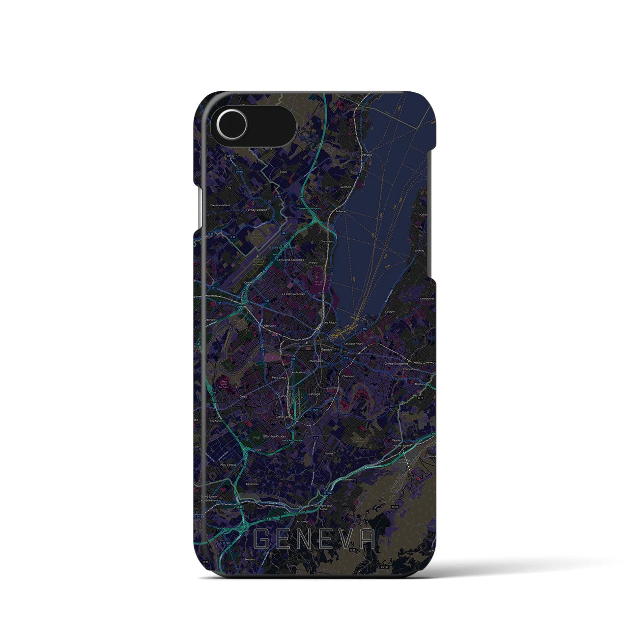 【ジュネーヴ(スイス)】地図柄iPhoneケース(バックカバータイプ)
